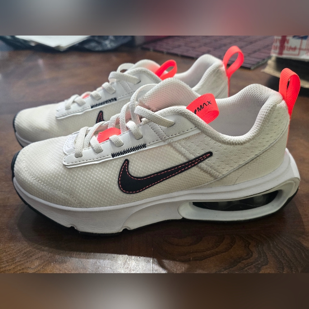 Nike Kids Cream and Black Sneakers with Neon Accents